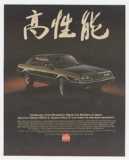 1982 Dodge Challenger Mitsubishi Car Builders Japan Ad