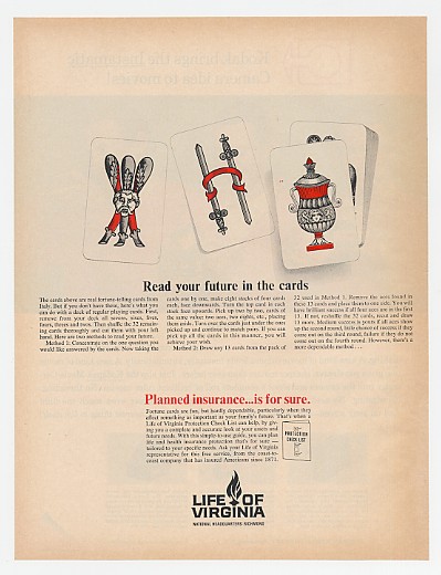 '65 Life of Virginia Insurance Fortune Telling Cards Ad