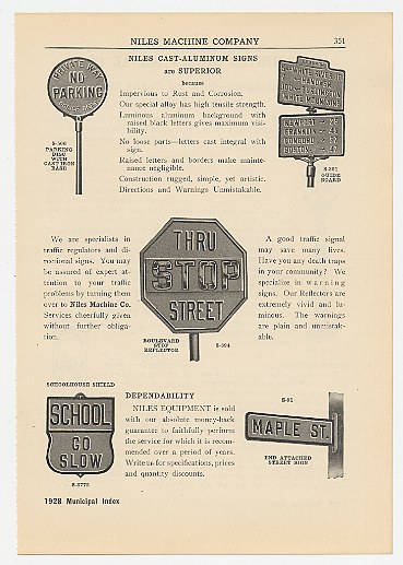 1928 Niles Machine Co Traffic Signs Beacon 2-Page Ad
