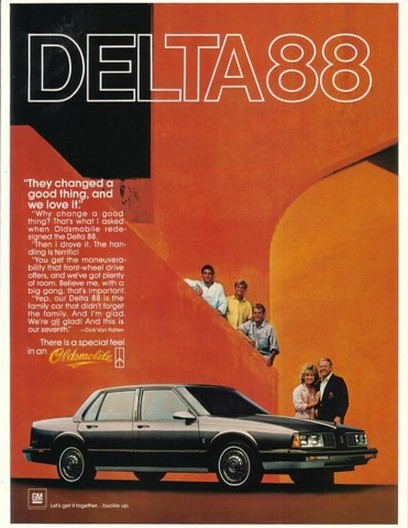'85 1986 Dick Van Patten Family Oldsmobile Delta 88 Ad