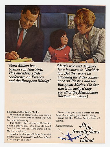 1966 Mark Mullen Wife Daughter United Airlines Ad