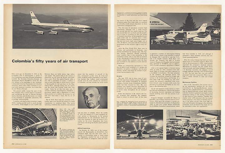 1969 Avianca Colombia Airlines Fifty Years of Air Transport 3 Page