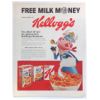 1967 Kellogg's Corn Flakes Rice Krispies Special K Cereal Milk Money Cow art Ad