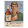 1954 Skier Merrill Barber Imperial Whiskey Sloan art Ad
