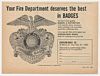 1965 Everson-Ross Fire Dept Firemen Badges Print Ad