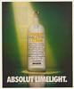 1992 Absolut Limelight Citron Vodka Bottle Print Ad