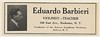1923 Violinist Teacher Eduardo Barbieri Photo Booking Print Ad