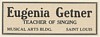 1923 Eugenia Getner Teacher of Singing Saint Louis Print Ad