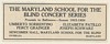 1923 The Maryland School for the Blind Concert Series Season 1923-1924 Print Ad