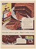 1954 Baker's Cocoa Chocolate Cake Chocolate Fudge Print Ad