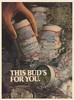 1980 Budweiser Beer Cans in Ice This Bud's for You Print Ad