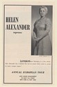 1961 Helen Alexander Soprano Photo Booking Print Ad