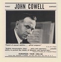 1961 John Cowell Pianist Composer European Tour Photo Booking Print Ad