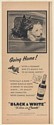 1950 Black & White Scotch Whisky Blackie Whitey Going Home in Car Print Ad