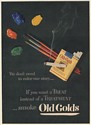 1950 Old Gold Cigarettes We Don't Need to Color Our Story Paint Brushes Print Ad