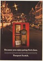 1980 Passport Scotch Because You Enjoy Going First Class Lighted City Print Ad