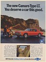 1973 Chevy Camaro Type LT at Zuma Beach California Scuba Divers Print Ad