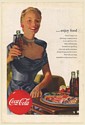 1952 Coke Coca-Cola Lady Holding Bottle Enjoy Food Print Ad