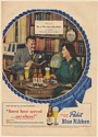 1949 Mrs & Mrs Jean Hersholt in Beverly Hills Home Pabst Blue Ribbon Beer Ad