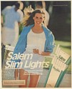 1983 Salem Slim Lights Cigarette Tennis Lady Smoking Print Ad