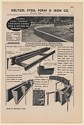 1942 Heltzel Steel Form & Iron Co Warren Ohio Curb Gutter Forms Print Ad