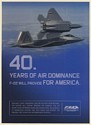 2008 Lockheed Martin F-22 Raptor Aircraft 40 Years of Air Dominance Print Ad
