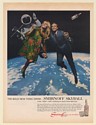 1967 Smirnoff Vodka Skyball Astronaut Couple Floating in Space Print Ad