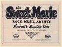 1973 The Sweet Marie Hawaii Number One Booking Trade Print Ad