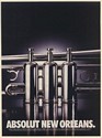 1996 Absolut New Orleans Vodka Bottles Trumpet Print Ad