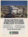 1987 Burlington Air Express Jet Aircraft 18 Bellies to Feed Print Ad