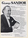 1998 Gyorgy Sandor Pianist Photo Booking Print Ad