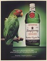 1988 Tanqueray Gin Bottle and Parrot Print Ad