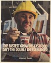 1988 Construction Worker Eating Dannon Yogurt Fastest Growing Fastfood Print Ad