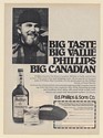 1978 Phillips Big Canadian Whisky Big Taste Big Value Print Ad