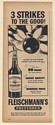 1950 Fleischmann's Preferred Whiskey 3 Strikes Bowling Theme Print Ad