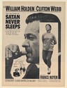 1962 William Holden Satan Never Sleeps Movie Promo Print Ad
