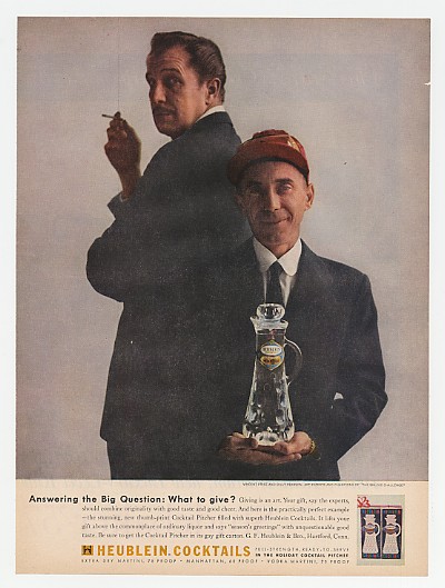 1956 Vincent Price & Billy Pearson Photo Heublein Ad