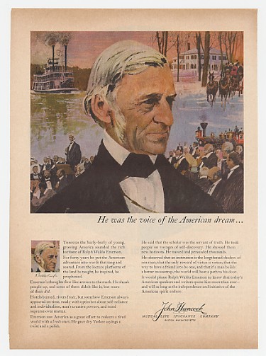 1961 Ralph Waldo Emerson John Hancock Life Insurance Ad