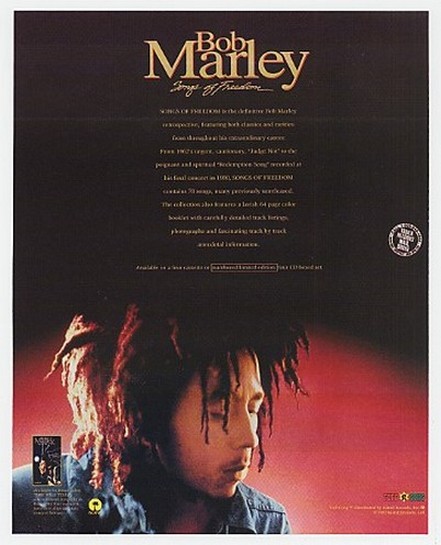 1992 Bob Marley Songs of Freedom Album Promo Ad
