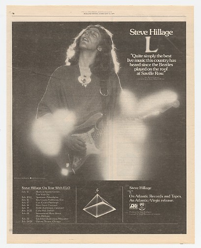 1977 Steve Hillage L Album & Tour Promo Ad