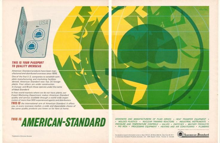 1963 American Standard Globe Steve Chan art 2-Page Ad
