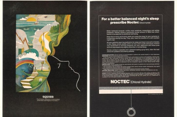 1970 Squibb Noctec Better Balanced Sleep Barkley 2-P Ad