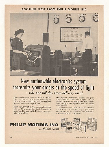 1958 Philip Morris Cigarette Electronic Order System Ad  