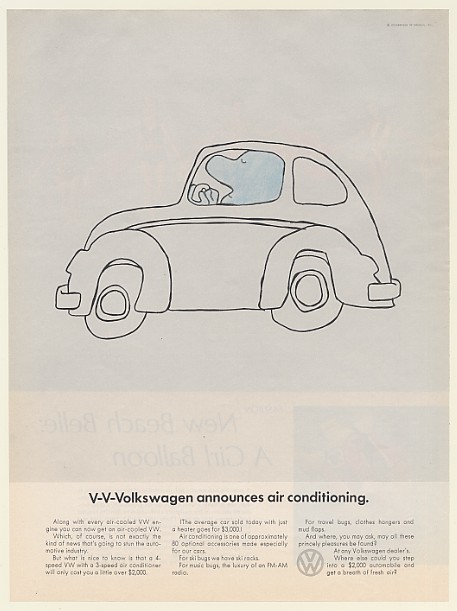 1968 VW Volkswagen Beetle Bug Announces Air Conditioning Ad